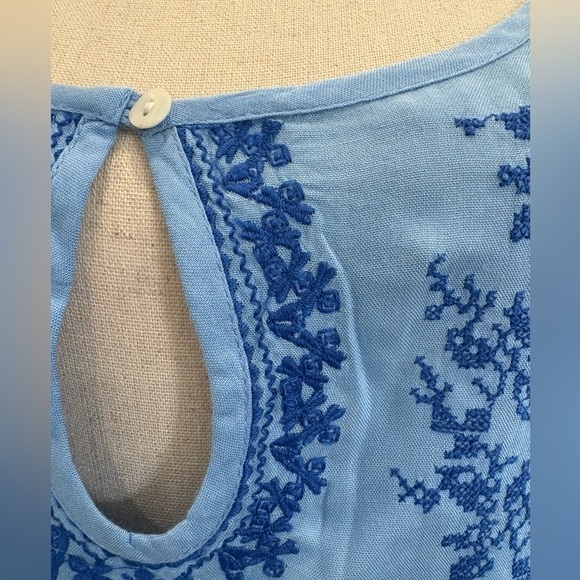 Blue Embroidered High Low Dress - Picture 5 of 17